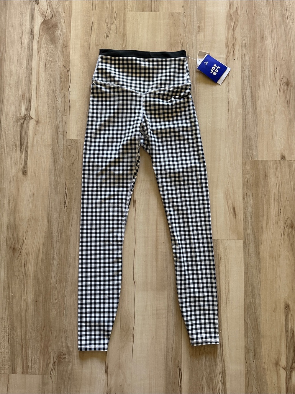 JoyLab Black & White Gingham Leggings high waisted 7/8 length